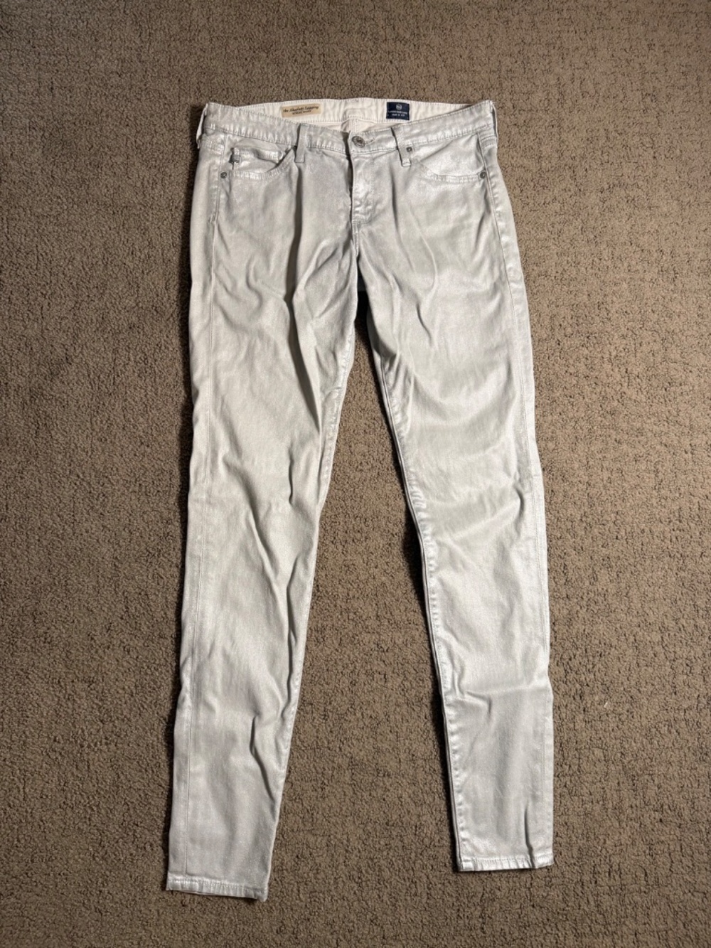 AG Adriano Goldschmied Womens The Farrah Skinny Jeans 28R Beige Tan Made in USA